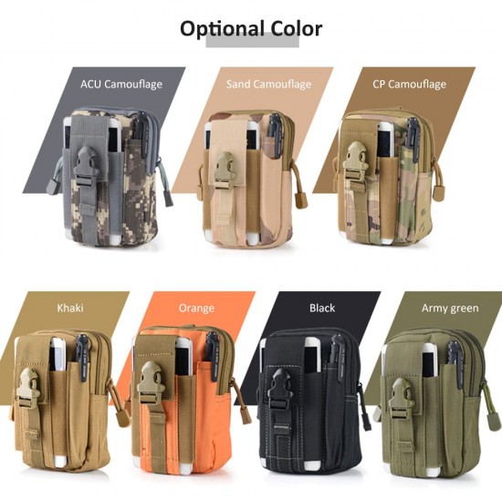 Black Portable Outdoor Tactical Pocket Bag Mobile Phone Waist Bag Wearing Belt Running Multi-functional Bag for Camping Hiking Fishing