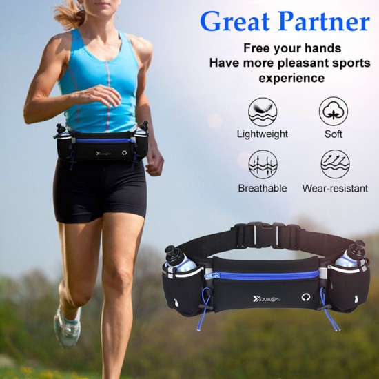 Waist Bag Running Belt with Water Bottles Phone Bag Waterproof for Sport Fitness