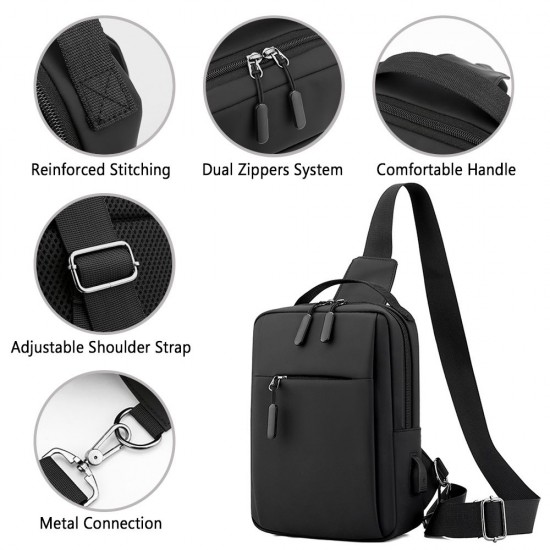 Men Sling Bag Single Shoulder Bag Crossbody Bag Wear-Resistant Nylon Bag Adjustable Strap Shoulder Bag