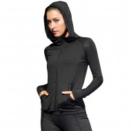 Women Full-zip Hooded Jackets Sport Hoodie Raglan Long Sleeves Pockets Workout Running Exercise Gym Track Sweatshirt Casual Tops Activewear