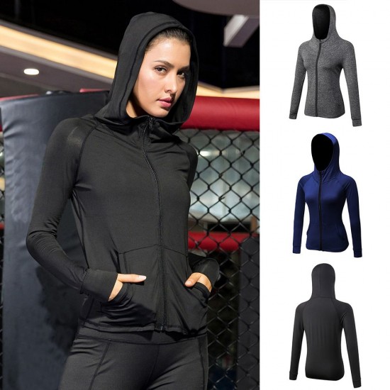 Women Full-zip Hooded Jackets Sport Hoodie Raglan Long Sleeves Pockets Workout Running Exercise Gym Track Sweatshirt Casual Tops Activewear