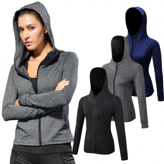 Women Full-zip Hooded Jackets Sport Hoodie Raglan Long Sleeves Pockets Workout Running Exercise Gym Track Sweatshirt Casual Tops Activewear