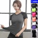 Women Workout T-shirt Raglan Short Sleeves Splicing O Neck Quick Dry Running Performance Exercise Gym Baselayer Sport Shirts Casual Tops