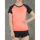 Women Workout T-shirt Raglan Short Sleeves Splicing O Neck Quick Dry Running Performance Exercise Gym Baselayer Sport Shirts Casual Tops