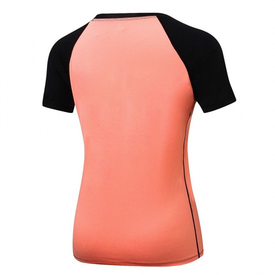 Women Workout T-shirt Raglan Short Sleeves Splicing O Neck Quick Dry Running Performance Exercise Gym Baselayer Sport Shirts Casual Tops