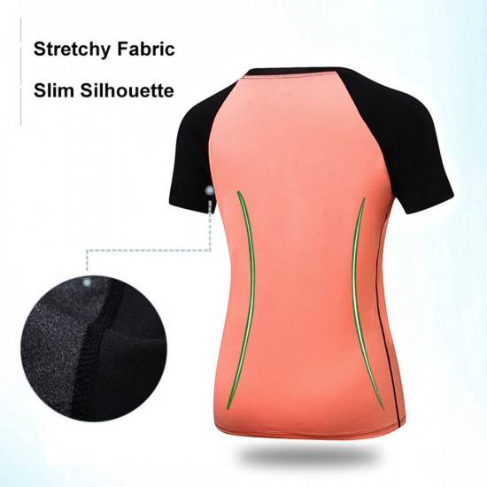 Women Workout T-shirt Raglan Short Sleeves Splicing O Neck Quick Dry Running Performance Exercise Gym Baselayer Sport Shirts Casual Tops