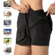 Women Running Shorts 2-in-1 with Pocket Wide Waistband Coverage Layer Liner Lounging Sport Yoga Leggings Fitness Workout Athletic Gym Home Sportswear