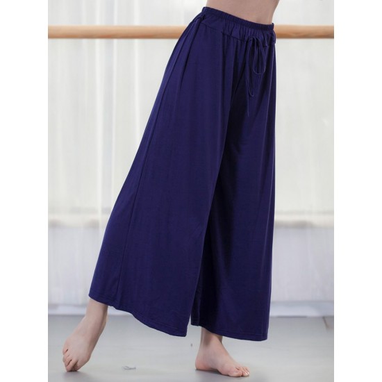 Women Wide Leg Pants Drawstring Loose Flare Dance Pants Female Trousers Yoga Workout Beach