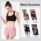 Women 2-in-1 Yoga Shorts High Waist Wide Waistband Breathable Fabric Running Dancing Fitness Sports Shorts