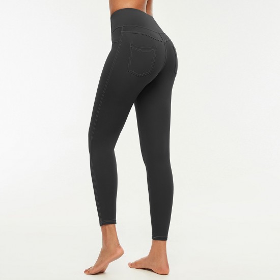 Women Leggings High Waist Back Pocket Quick-dry Moisture-wicking Tight Slimming Pants Running Fitness Workout Yoga Pants