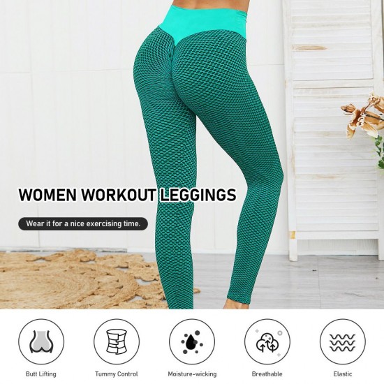 Women Leggings Anti Cellulite Butt Lifting High Waist Textured Elastic Yoga Pants Bubble Butt Sport Workout Tights