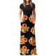 Women Plus Size Dress Retro Floral Print O Neck Short Sleeves Side Pockets Summer Casual Maxi Party Beach Dress