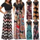 Women Plus Size Dress Retro Floral Print O Neck Short Sleeves Side Pockets Summer Casual Maxi Party Beach Dress