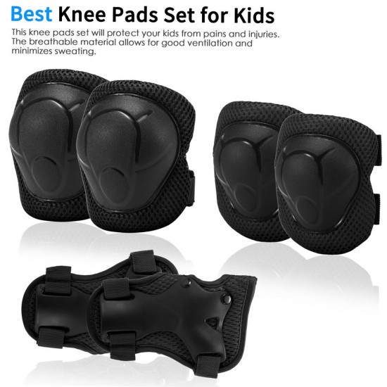 Kids 7 in 1 Helmet and Pads Set Adjustable Kids Knee Pads Elbow Pads Wrist Guards for Scooter Skateboard Roller Skating Cycling