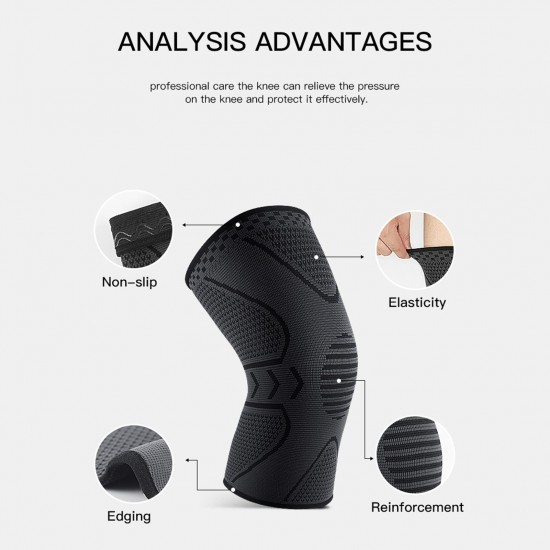 1PCS Kneepads Knee Support Protector with Silicone Design and Flexible Elastic Fitness Soft Breathable for Outdoor Activities Hiking Climbing Running Cycling Yoga