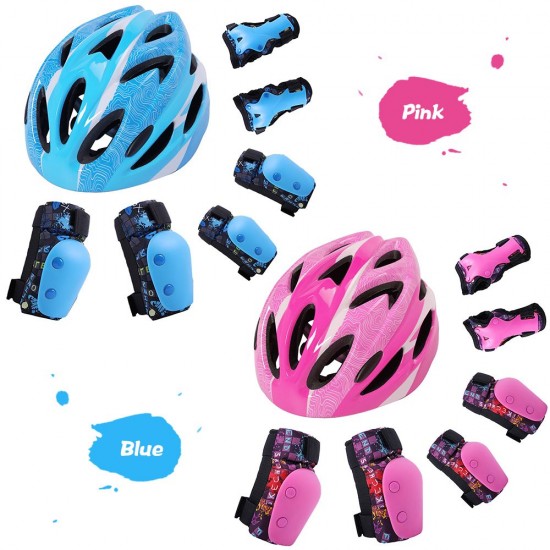 7 in 1 Kids Bike Helmet Pads Adjustable Protective Skateboard Helmet Children Sports Protective Gear Set