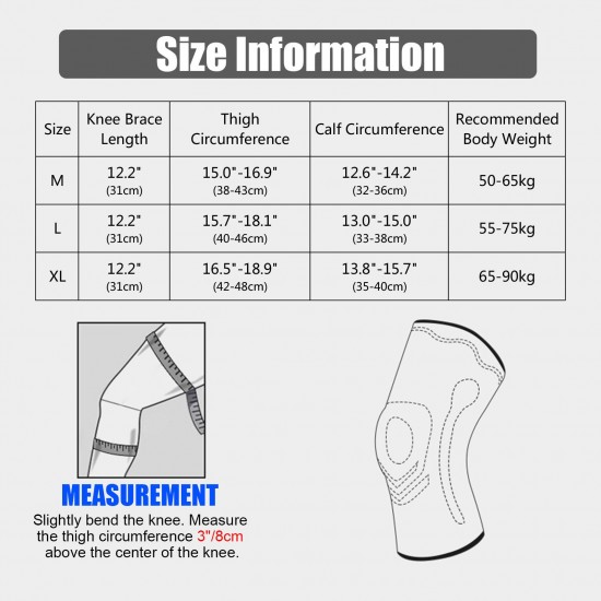 Knee Brace Sport Knee Sleeve Joint Support with Patella Pad for Running Tennis Basketball Hiking