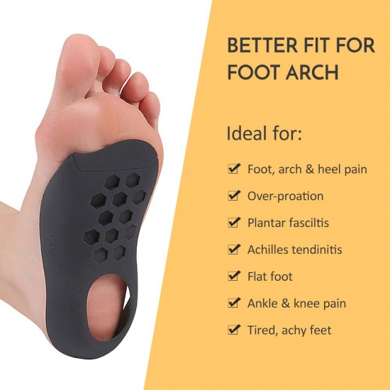 Orthotic Shoe Inserts Arch Support Foot Insoles for Plantar Fasciitis Flat Feet Heel Pain Relief