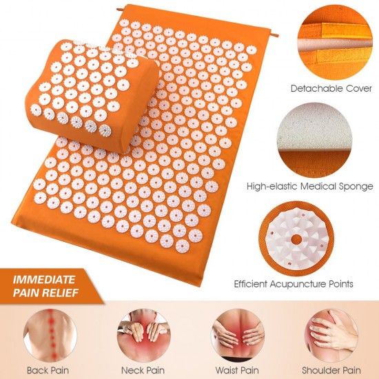 Acupuncture Mat Pillow Set Acupressure Mat Cushion Massage Pillow Pad for Full Body Massage Cushion