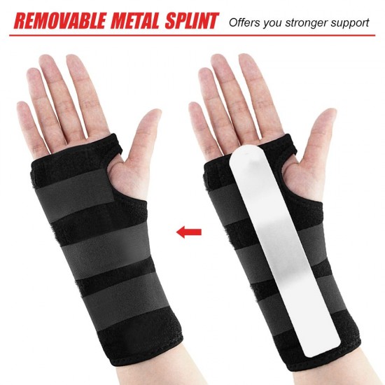 Wrist Support Brace Wrist Stabilizer with Removable Splint Adjustable Wrist Protector for Wrist Sprain Fractures Pain Relief